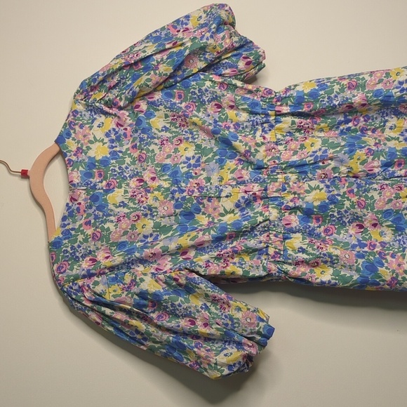 En Saison Puff Sleeve Floral Midi Dress Size Medium Cotton - Picture 10 of 17
